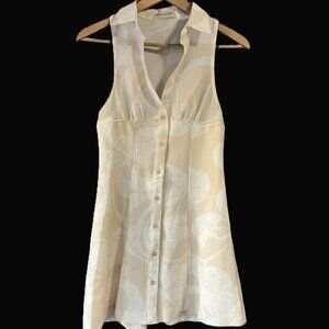Urban Outfitters Dress Women's Size Small Beige and White Stretch A-line